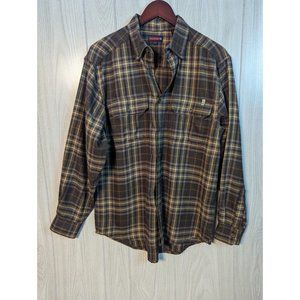 Wolverine Mens Plaid Flannel Long Sleeve Cotton Casual Button Up Shirt Medium